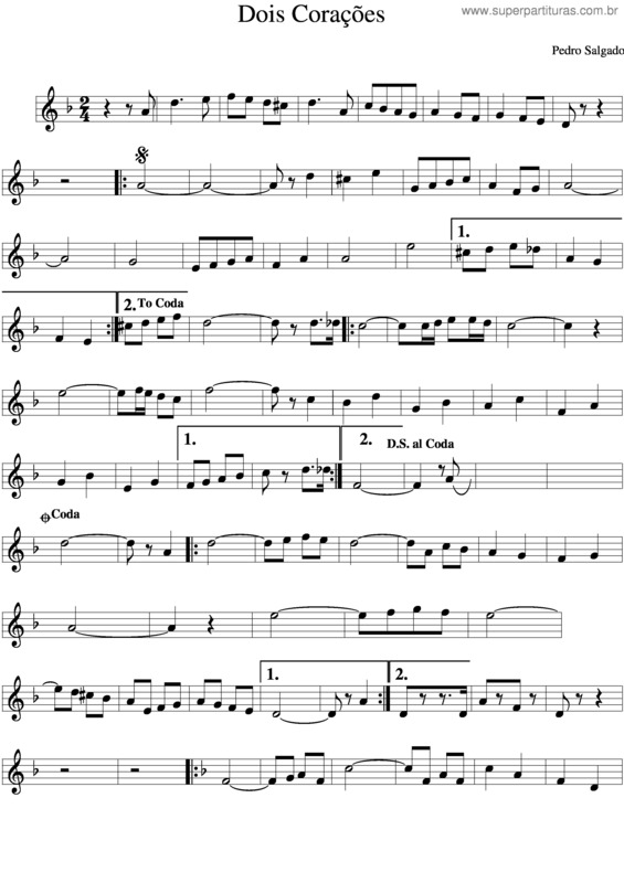 Partitura da música Dois Corações v.5