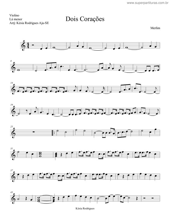 Partitura da música Dois Corações v.7