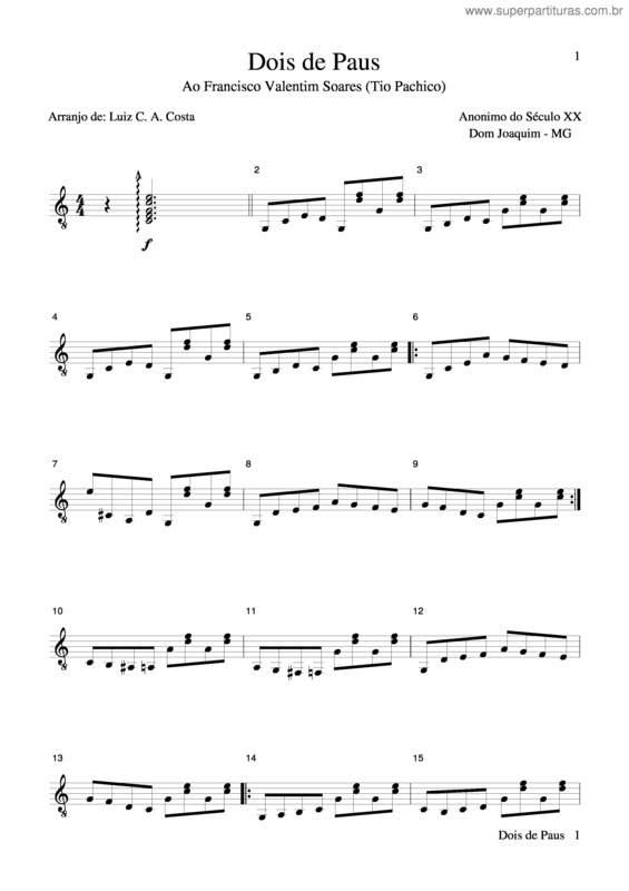 Partitura da música Dois De Paus