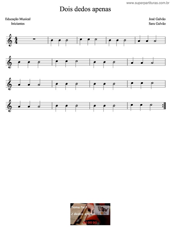 Partitura da música Dois Dedos Apenas