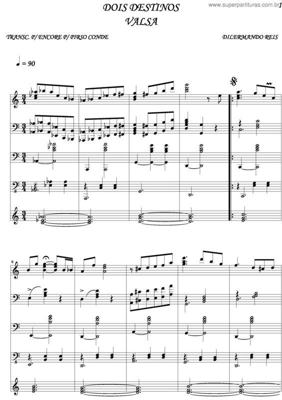 Partitura da música Dois Destinos v.2