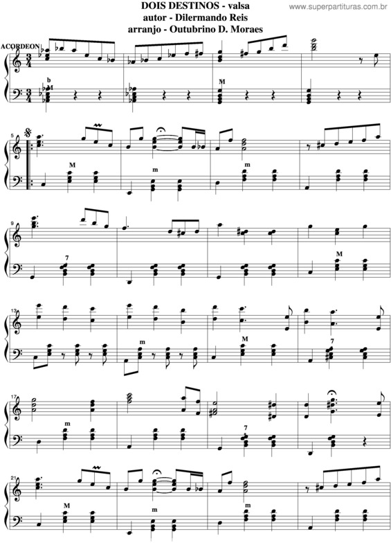 Partitura da música Dois Destinos v.3