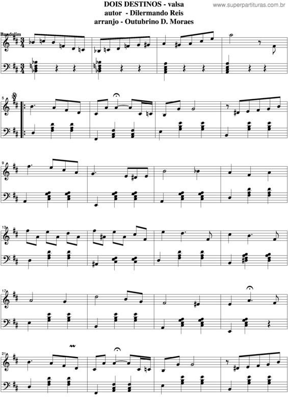 Partitura da música Dois Destinos