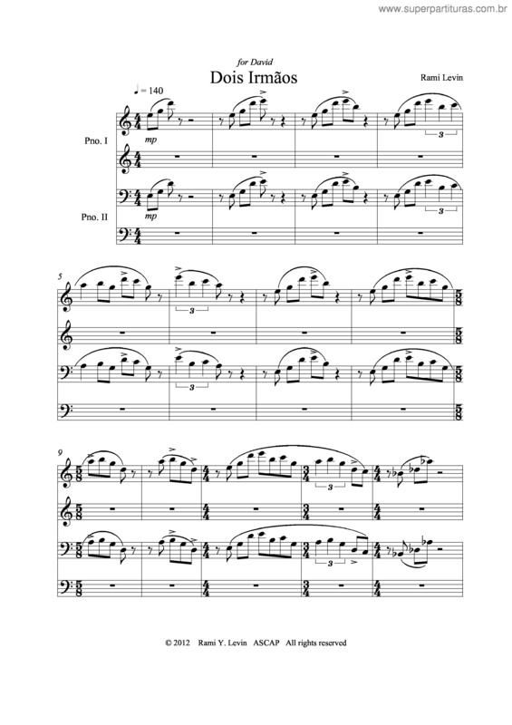 Partitura da música Dois Irmãos