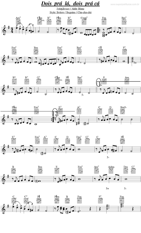 Partitura da música Dois Pra Lá, Dois Pra Cá v.2