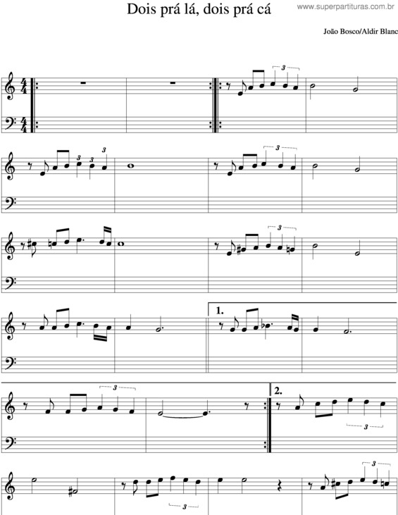 Partitura da música Dois Prá Lá, Dois Prá Cá v.3