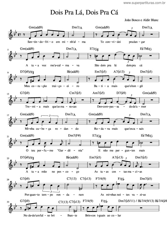 Partitura da música Dois Pra La Dois Pra Ca v.3