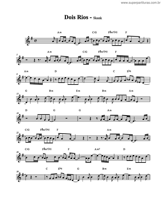 Partitura da música Dois Rios v.2