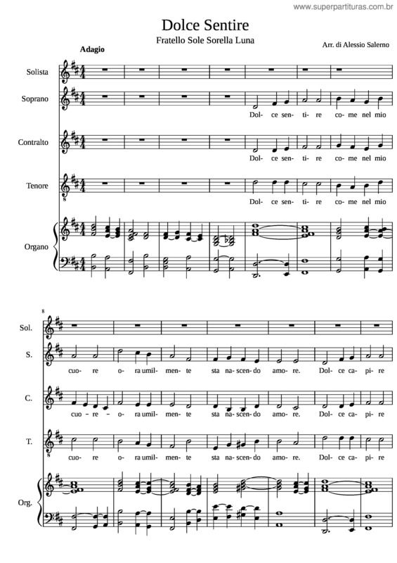 Partitura da música Dolce Sentire Arr