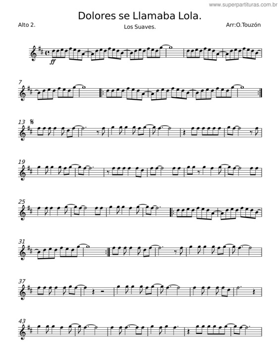 Partitura da música Dolores Se Llamaba Lola – Los Suaves
