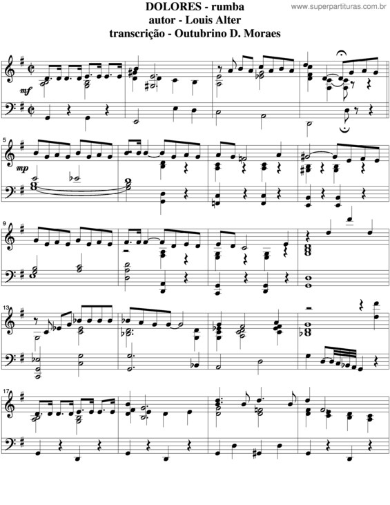 Partitura da música Dolores