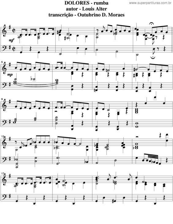 Partitura da música Dolores