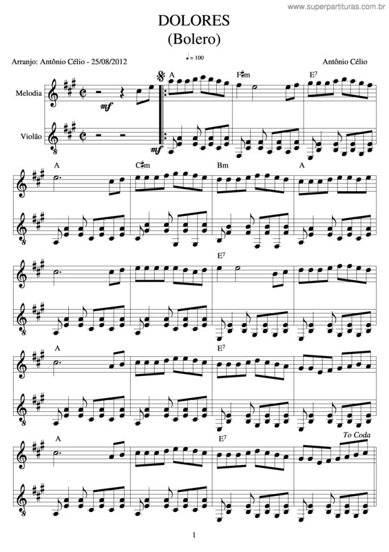 Partitura da música Doloresolero