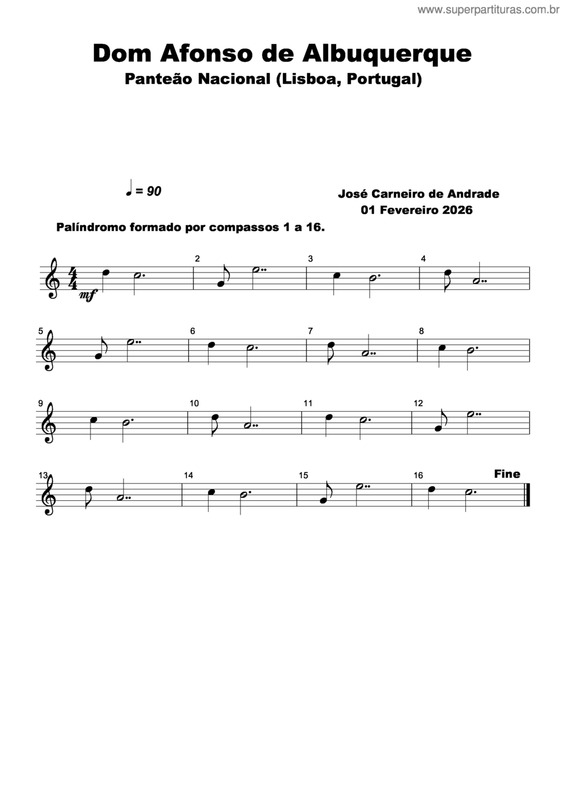 Partitura da música Dom Afonso De Albuquerque