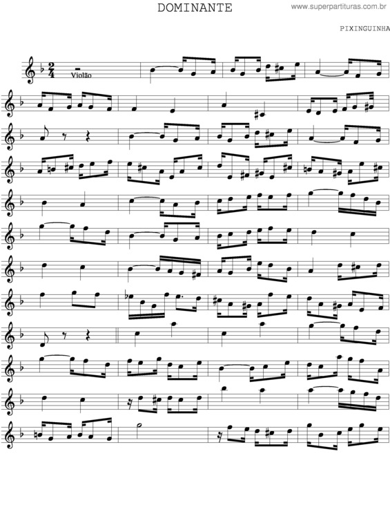 Partitura da música Dominante