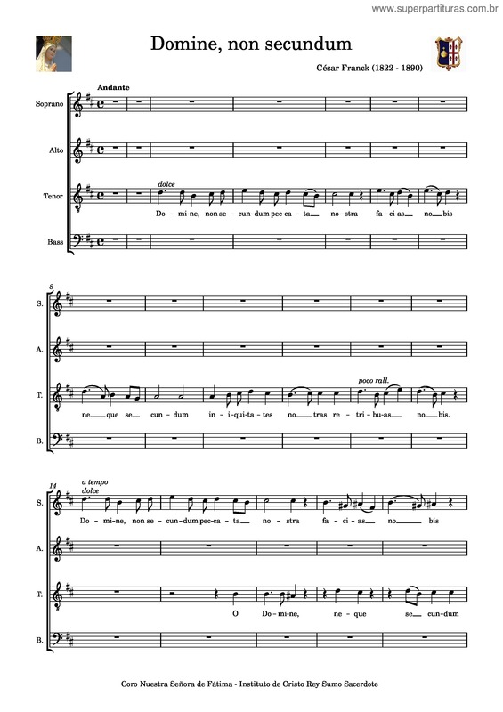 Partitura da música Domine, Non Secundum – César Franck