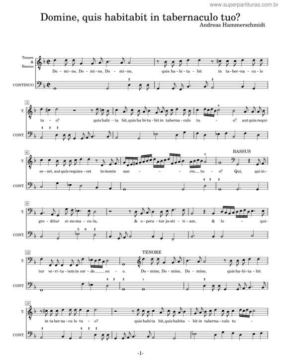Partitura da música Domine, Quis Habitabit Tabernaculo Tuo? – Andreas Hammerschmidt