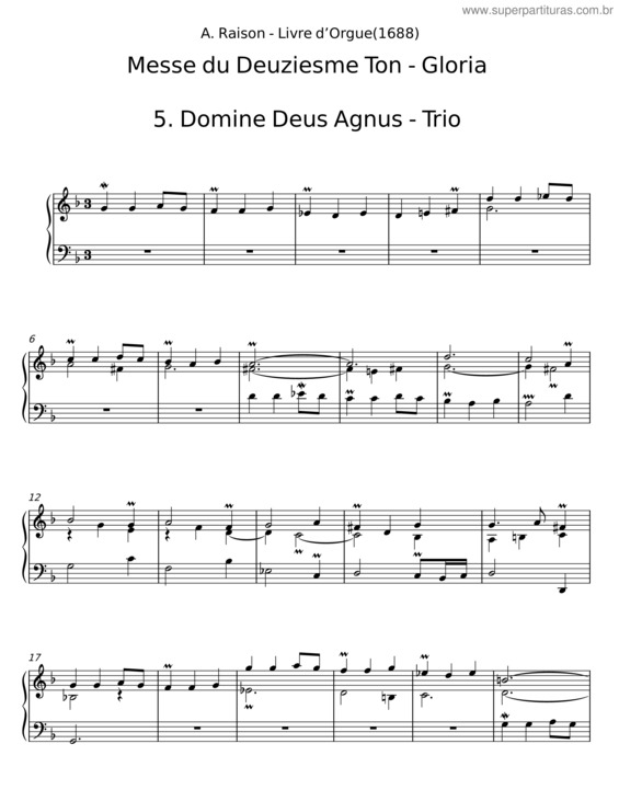 Partitura da música Domine Deus Agnus