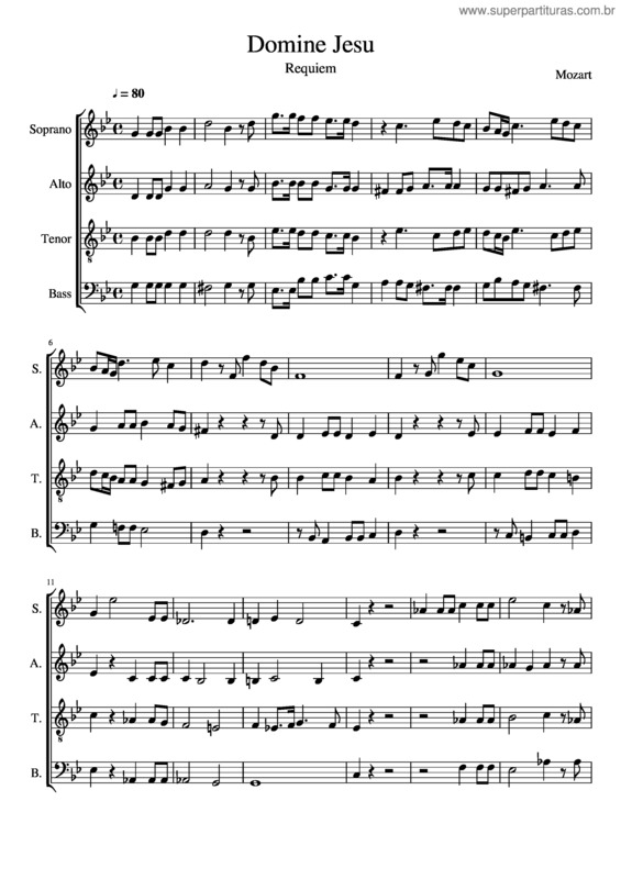 Partitura da música Domine Jesu Mozart–Requiem Kv 626 – Alt