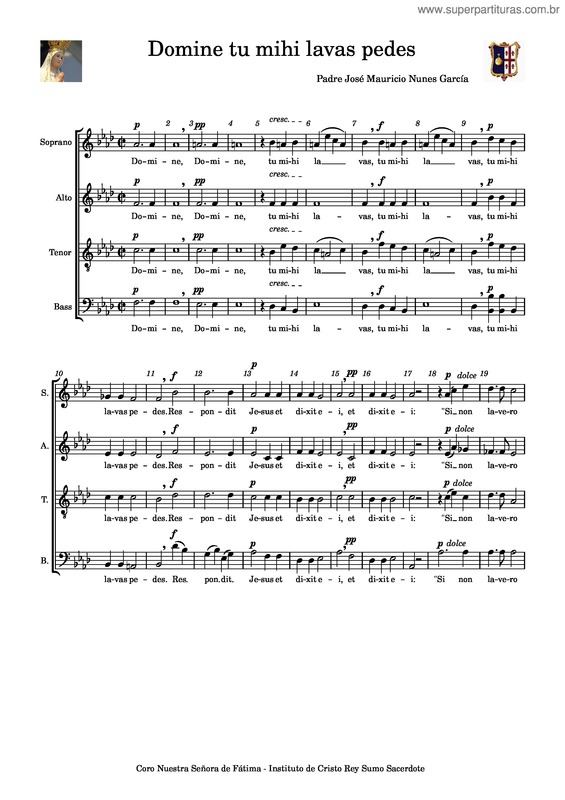 Partitura da música Domine Tu Mihi Lavas Pedes – Padre José Mauricio Nunes García