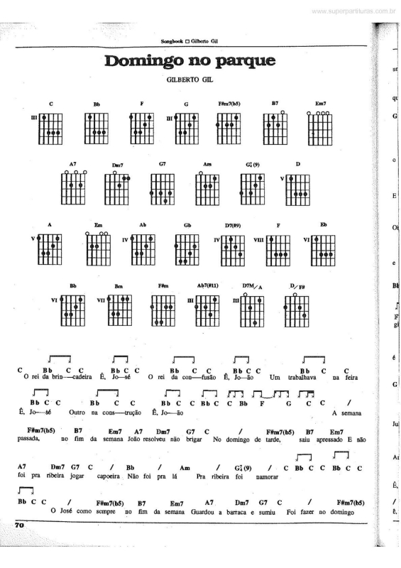 Partitura da música Domingo no Parque