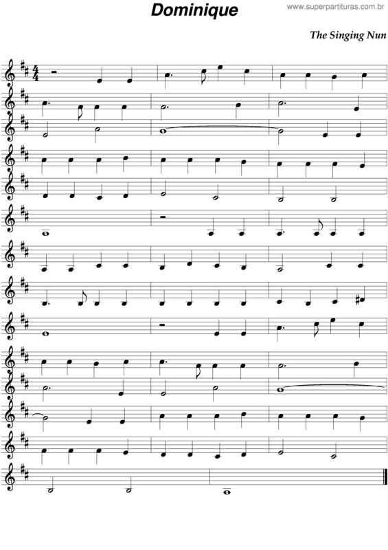 Partitura da música Dominique v.3