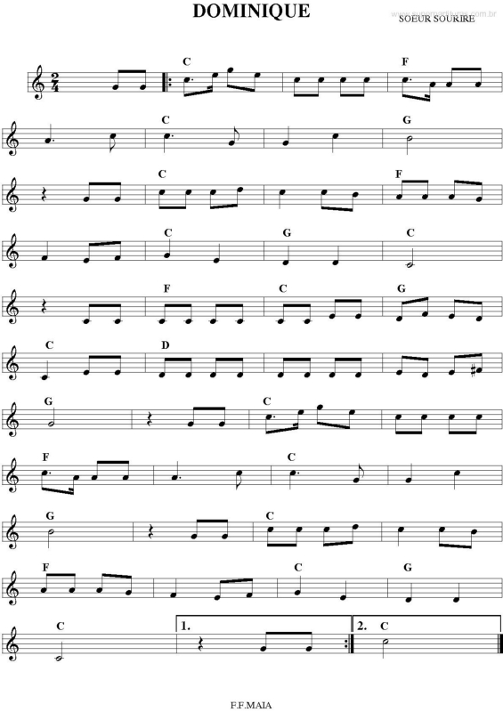 Partitura da música Dominique