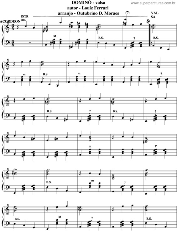 Partitura da música Dominó v.3