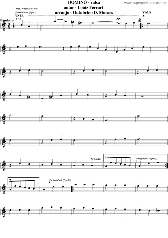 Partitura da música Dominó v.4