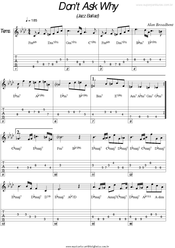 Partitura da música Don`t Ask Why