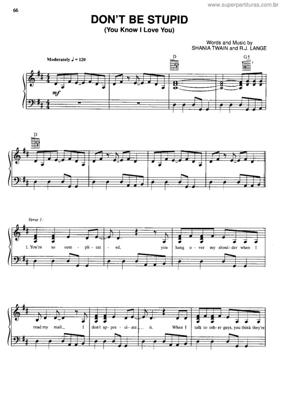 Partitura da música Don`t Be Stupid