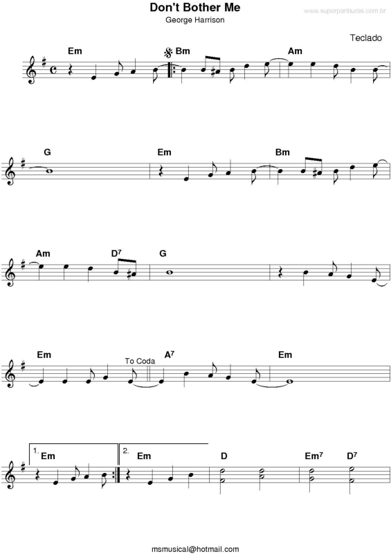 Partitura da música Don`t Bother Me v.2