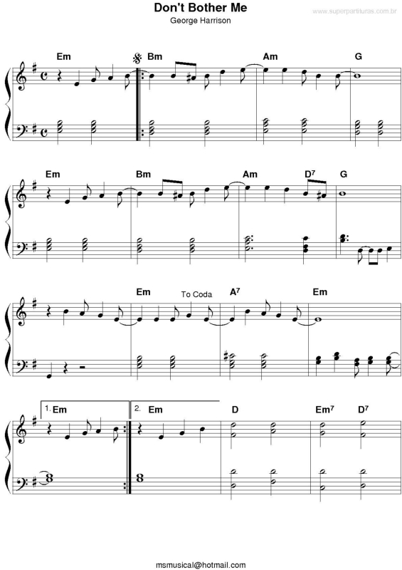 Partitura da música Don`t Bother Me