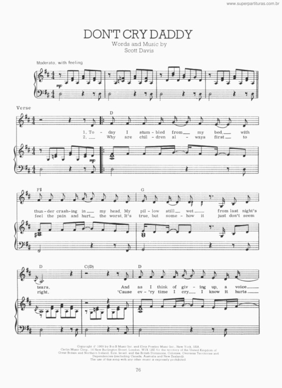 Partitura da música Don`t Cry Daddy v.2