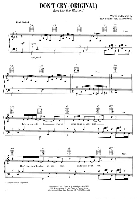 Partitura da música Don´t Cry v.6