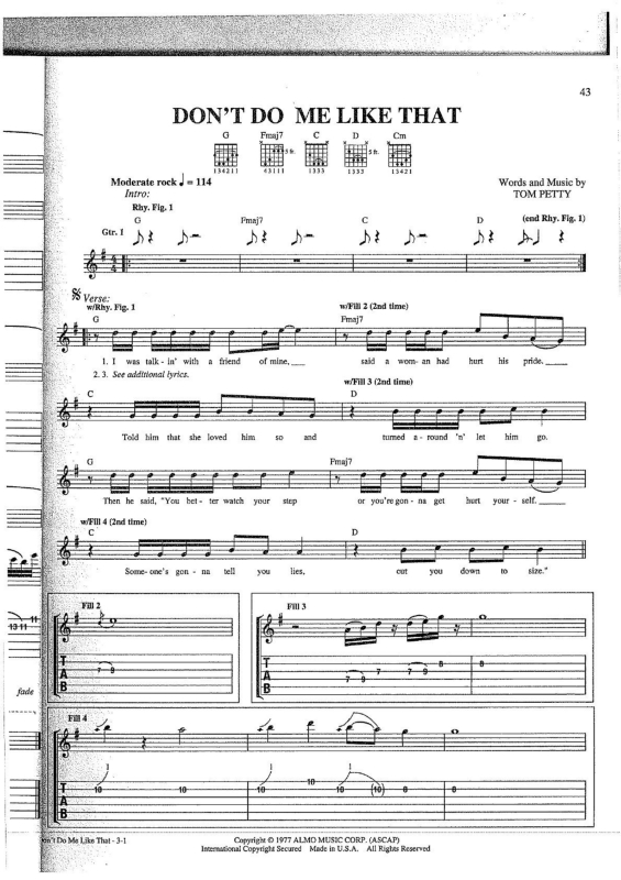 Partitura da música Don`t Do Me Like That