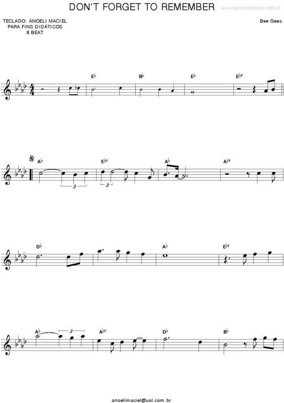 Partitura da música Don`t Forget to Remember