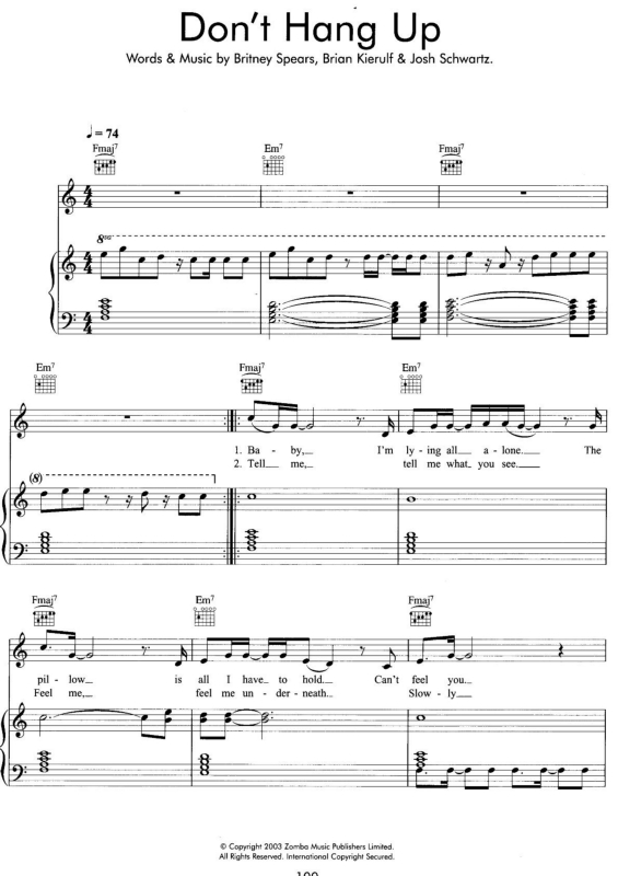 Partitura da música Don`t Hang Up