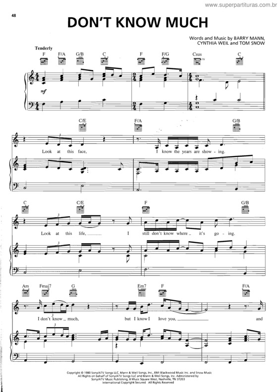 Partitura da música Don`t Know Much