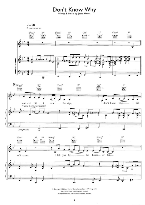 Partitura da música Don`t Know Why v.2