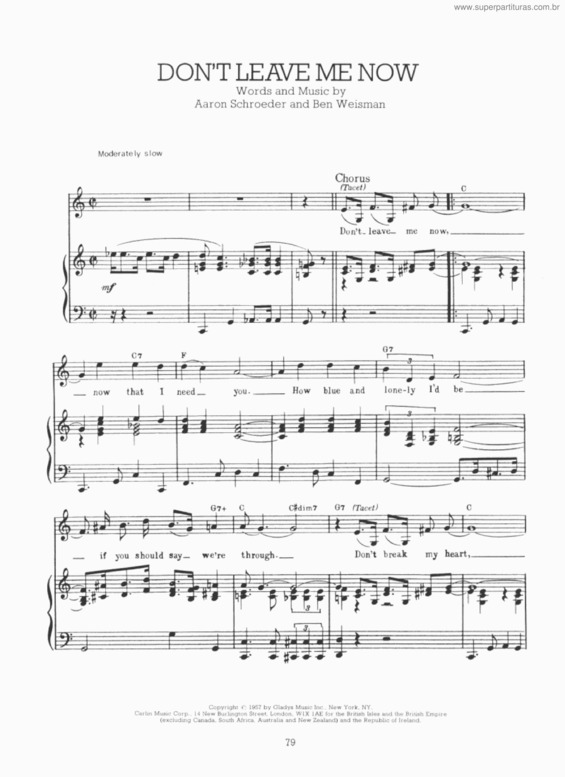 Partitura da música Don`t Leave Me Now v.3