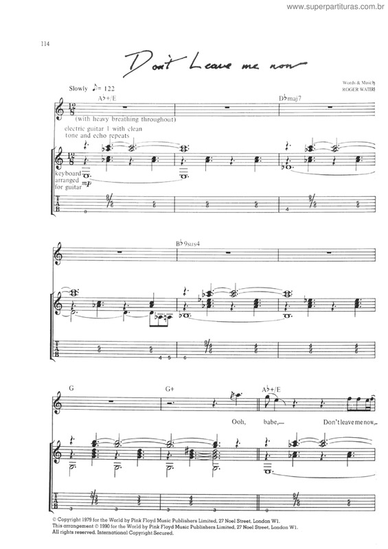 Partitura da música Don`t leave me now