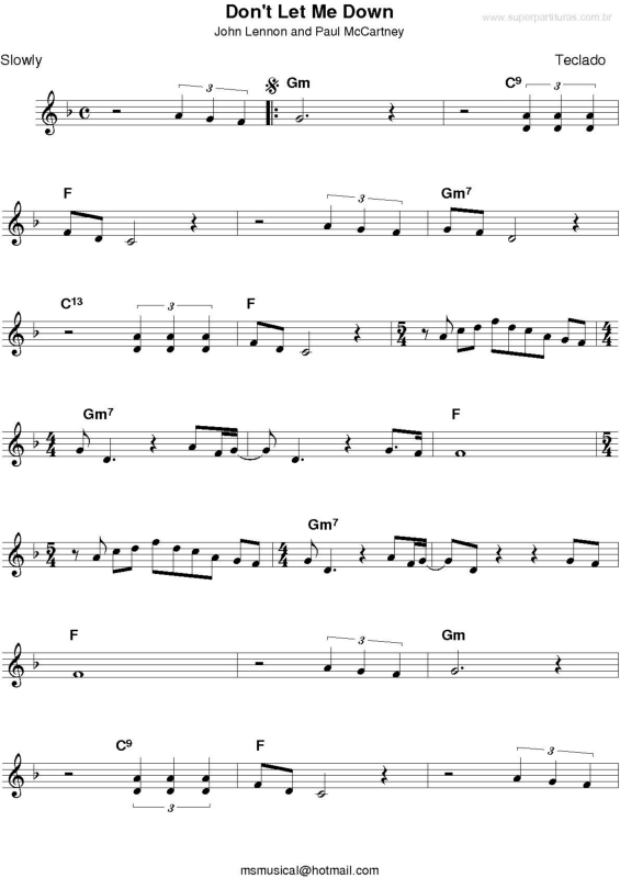 Partitura da música Don`t Let Me Down v.2