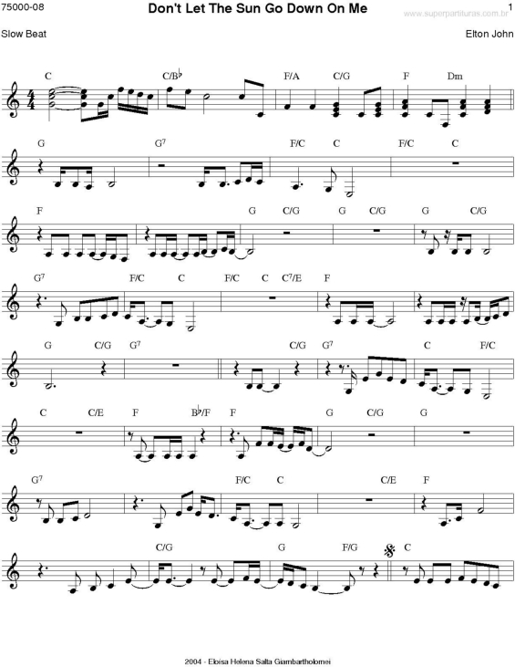 Partitura da música Don`t Let The Sun Go Down On Me