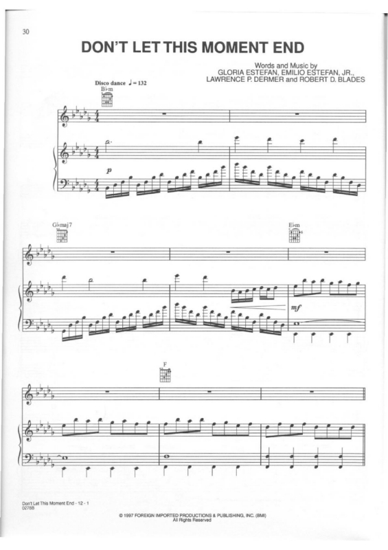 Partitura da música Don`t Let This Moment End