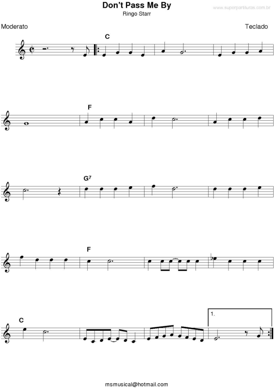 Partitura da música Don`t Pass Me By v.2