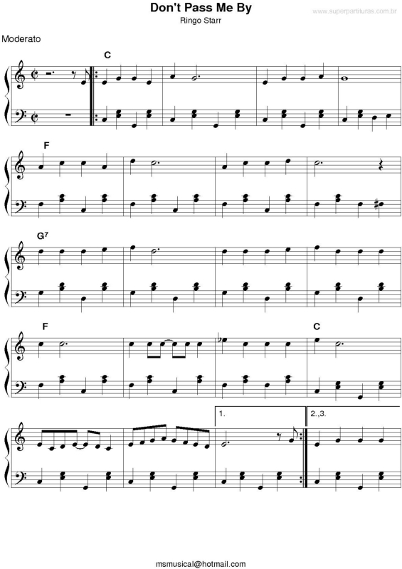 Partitura da música Don`t Pass Me By