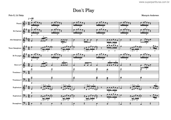 Partitura da música Don`T Play– Polo G