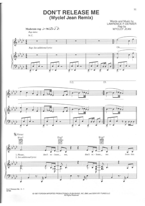 Partitura da música Don`t Release Me v.2