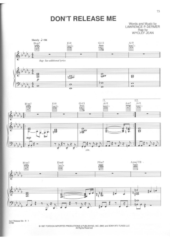 Partitura da música Don`t Release Me